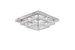 Square Glamorous Crystal LED Ceiling Light, Chrome Finish, 48W