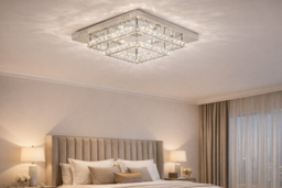 Square Glamorous Crystal LED Ceiling Light, Chrome Finish, 48W - thumbnail 6