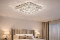 Square Glamorous Crystal LED Ceiling Light, Chrome Finish, 48W - thumbnail 2