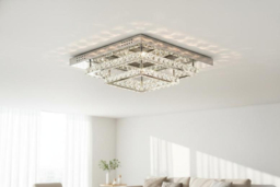 Square Glamorous Crystal LED Ceiling Light, Chrome Finish, 48W - thumbnail 8
