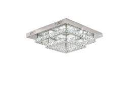 Square Glamorous Crystal LED Ceiling Light, Chrome Finish, 48W - thumbnail 5