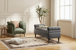 Velvet-Upholstered Flip Top Storage Bench with Arms - Vintage Style & Tufted Design - thumbnail 7