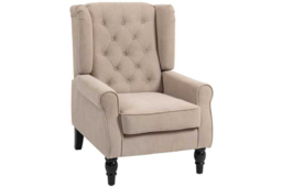 Retro Wingback Accent Chair - Tufted Snow Flannel Armchair, High-Back, Sturdy Wood Frame, 160kg Capacity - thumbnail 5