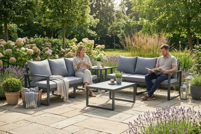 Modern Aluminium 6-Seater Garden Sofa Set with Coffee Tables - image 1