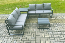 Modern Aluminium 6-Seater Garden Sofa Set with Coffee Tables - thumbnail 2