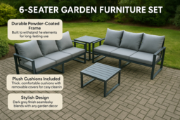 Modern Aluminium 6-Seater Garden Sofa Set with Coffee Tables - thumbnail 6