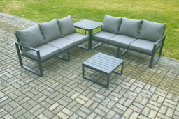 Modern Aluminium 6-Seater Garden Sofa Set with Coffee Tables - thumbnail 7