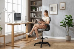 Ergonomic Mesh Office Chair - Adjustable Standing Desk Chair with Lumbar Support, Foot Ring, High Back, Flip-Up Arms, 120kg Capacity - thumbnail 2