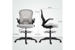 Ergonomic Mesh Office Chair - Adjustable Standing Desk Chair with Lumbar Support, Foot Ring, High Back, Flip-Up Arms, 120kg Capacity - thumbnail 7