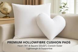 "Ultra-Comfort Hollowfibre Cushion Pads - Heart & Square, Soft Corovin Cover, 16"" or 22""" - thumbnail 3