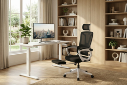 Ergonomic Mesh Office Chair - Adjustable Headrest, Lumbar & Footrest, Reclining, Black - thumbnail 6