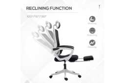 Ergonomic Mesh Office Chair - Adjustable Headrest, Lumbar & Footrest, Reclining, Black - thumbnail 4
