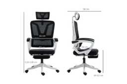 Ergonomic Mesh Office Chair - Adjustable Headrest, Lumbar & Footrest, Reclining, Black