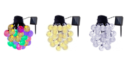 LED Solar String Lights - 100 Bulbs, 3 Colours