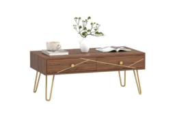 Brown Modern Coffee Table with Storage Drawers - Wood-Effect, 100x50cm, Contemporary Living Room Furniture - thumbnail 5