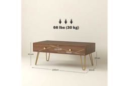 Brown Modern Coffee Table with Storage Drawers - Wood-Effect, 100x50cm, Contemporary Living Room Furniture - thumbnail 7
