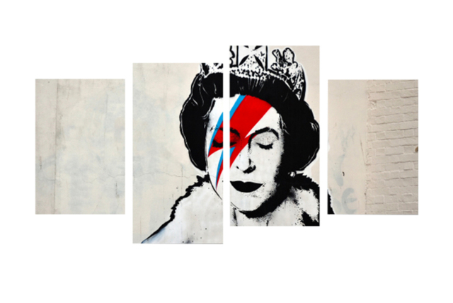 4-Panel Banksy Wall Art Canvas Set - Modern Polyester, Hand-Stretched, Ready to Hang, Multiple Sizes - image 1
