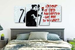 4-Panel Banksy Wall Art Canvas Set - Modern Polyester, Hand-Stretched, Ready to Hang, Multiple Sizes - thumbnail 3
