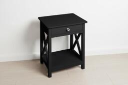 Wooden Bedside Table with Drawer in Classic Black or White - thumbnail 4