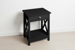 Wooden Bedside Table with Drawer in Classic Black or White - thumbnail 8