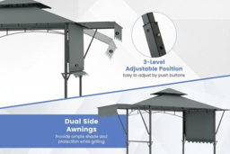 Spacious Grill Gazebo with Dual Adjustable Awnings and Storage Hooks, 398 x 153cm - thumbnail 8
