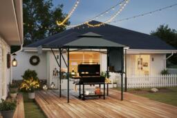 Spacious Grill Gazebo with Dual Adjustable Awnings and Storage Hooks, 398 x 153cm - thumbnail 3