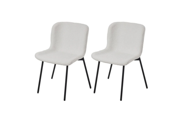 Set of 2 Teddy Fleece Upholstered Dining Chairs - image 1