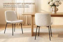 Set of 2 Teddy Fleece Upholstered Dining Chairs - thumbnail 3