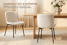 Set of 2 Teddy Fleece Upholstered Dining Chairs - thumbnail 7