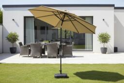 3m Traditional Patio Parasol with Plastic Base - Taupe