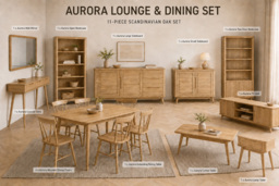 AURORA 11-Piece Set: Scandinavian Oak Lounge & Dining Collection - thumbnail 2
