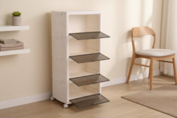 4-Layer Foldable Shoe Storage Box with Smoked Doors and Wheels - thumbnail 8