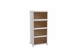 4-Layer Foldable Shoe Storage Box with Smoked Doors and Wheels - thumbnail 5