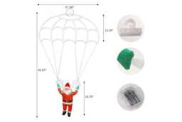 Santa Claus Parachute LED Christmas Light String - Pre-Lit Festive Window & Outdoor Decoration, 134 LEDs, Remote-Controlled, Weatherproof - thumbnail 3