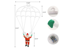 Santa Claus Parachute LED Christmas Light String - Pre-Lit Festive Window & Outdoor Decoration, 134 LEDs, Remote-Controlled, Weatherproof - thumbnail 7