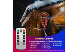 Santa Claus Parachute LED Christmas Light String - Pre-Lit Festive Window & Outdoor Decoration, 134 LEDs, Remote-Controlled, Weatherproof - thumbnail 8