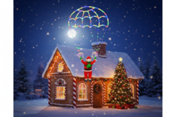 Santa Claus Parachute LED Christmas Light String - Pre-Lit Festive Window & Outdoor Decoration, 134 LEDs, Remote-Controlled, Weatherproof - thumbnail 6