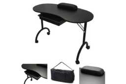 RayGar Folding Manicure Table - Portable Bedroom Workstation with Storage, 2 Colours - thumbnail 2