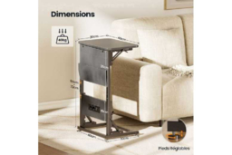 EcoFurnix Contemporary Foldable Side Table with Storage - Grey, Space-Saving Living Room Furniture - thumbnail 5