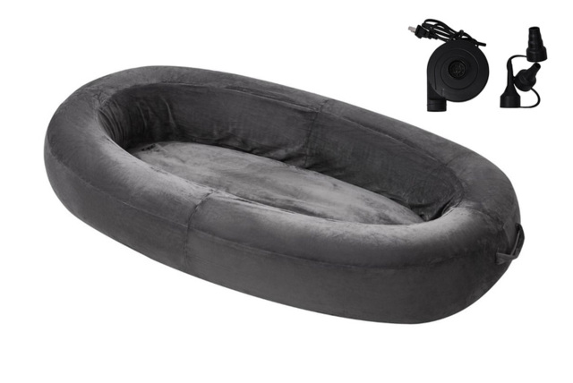 Velvet Inflatable Adult Human Pet Bed - Soft Plush Lounge Mattress, 175cm x 110cm - image 1