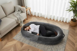 Velvet Inflatable Adult Human Pet Bed - Soft Plush Lounge Mattress, 175cm x 110cm - thumbnail 6