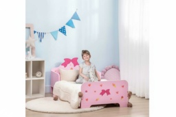 Pink Princess Toddler Bed Frame with Guardrails - MDF Kids Bed, 143x74cm, Age 3-6