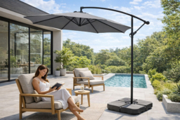3M Large Banana Cantilever Patio Parasol for Outdoor Sunshade and Rain with Fillable Base on Wheels - thumbnail 8