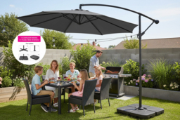 3M Large Banana Cantilever Patio Parasol for Outdoor Sunshade and Rain with Fillable Base on Wheels - thumbnail 6