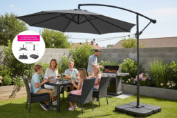 3M Large Banana Cantilever Patio Parasol for Outdoor Sunshade and Rain with Fillable Base on Wheels - thumbnail 2