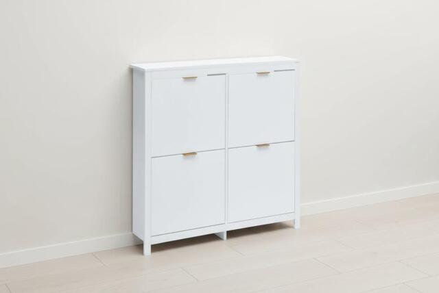 Modern Flip Down Wood Shoe Cabinet with 4 Drawers - image 1