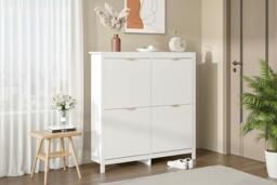 Modern Flip Down Wood Shoe Cabinet with 4 Drawers - thumbnail 2