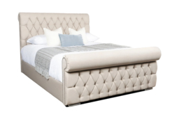 PRICE DROP! Buckingham Cream Sleigh Bed Frame with Storage - Elegant, Sturdy Base - thumbnail 3