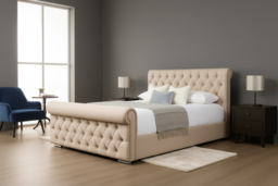 PRICE DROP! Buckingham Cream Sleigh Bed Frame with Storage - Elegant, Sturdy Base - thumbnail 6