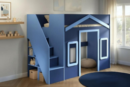 Flair Nixon Playhouse High Sleeper Bed with Spacious Storage & Play Area - Navy Blue - thumbnail 8